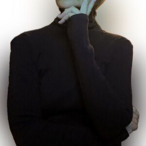 Juicy couture, black, long sleeve cotton turtleneck size L, fits more like a M